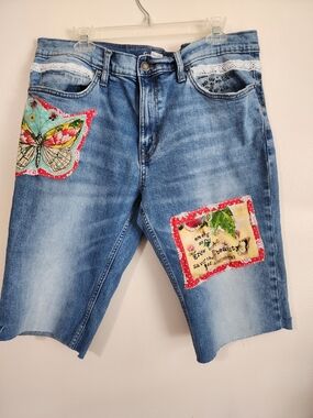 Upcycled Bermuda Cut Denim Shorts